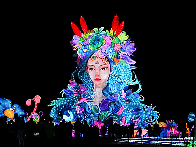 现代街道外景 街道夜景 商业街外景 灯会灯笼