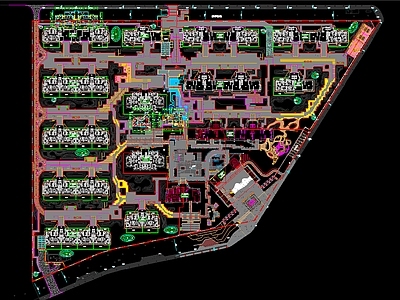 景观平面图 成都越秀天悦芸萃 68亩大区景观 总平面图 施工图