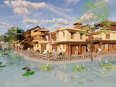 现代民宿建筑 平地民宿建筑 滨水民宿建筑 民宿建筑群 山地民宿建筑