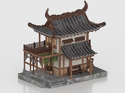 中式古建 古建 古代酒楼 古代建筑 古建筑 庭院 别苑