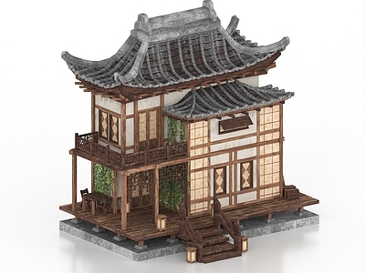 中式古建 古建 古代酒楼 古代建筑 古建筑 庭院 别苑