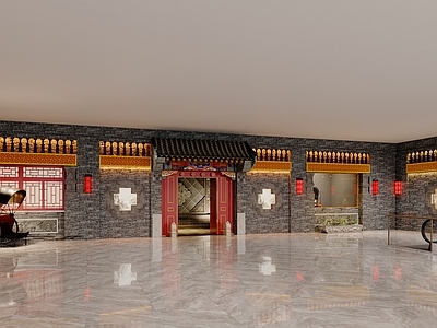 中式门头 火锅店门头 餐饮门头 黄包车 商场餐饮店