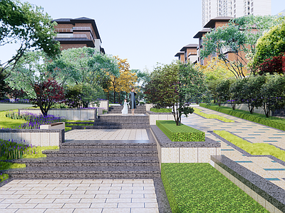 现代台阶景观 老旧小区改造 台阶 坡道 台阶坡道景观