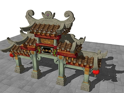 中式复古牌坊牌楼 仿古牌坊 古建筑牌坊