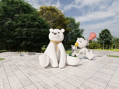 现代雕塑小品 北极熊可通雕塑
