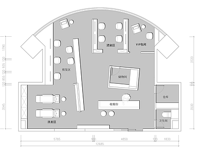 现代美容院 美发理发店 施工图
