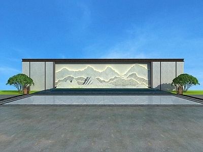 现代新中式景墙 庭院景墙 入口景墙 山水景墙 流水景墙 logo景墙