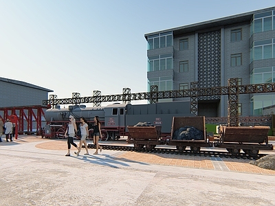 现代新中式广场景观 现代钢铁文化广场 工业主题文化广场 旧改广场 红砖文化墙