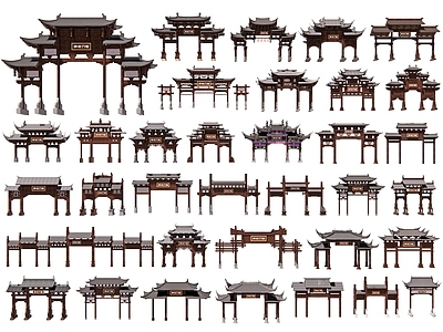 中式牌坊牌楼 古代门牌坊 古建石门楼 古街入口牌坊 景区大门 仿古入口门头