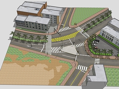 交通配件 交通路口 五岔路口