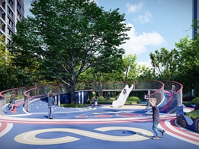 现代新中式儿童游乐区 戏剧元素 国风 儿童游乐 曲线景观 大区景观