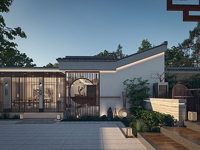 新中式古建 新中式餐厅 新中式景墙 新中式庭院