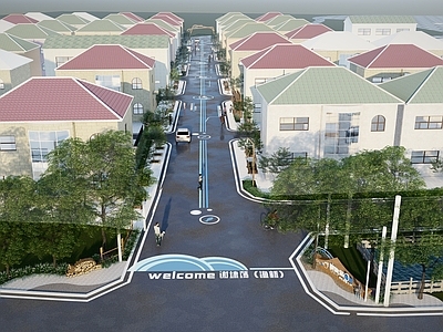现代新中式小区景观 居住区景观 景观小品 乡村 彩绘
