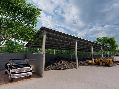 工业极简其他公共建筑 雨棚 临时垃圾堆放 建筑垃圾 工业垃圾 铁皮房
