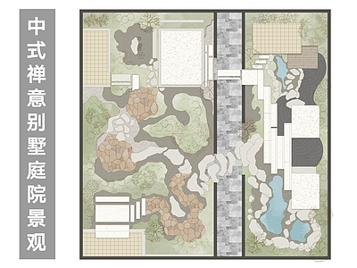 中式禅意庭院 别墅庭院景观 花园庭院 私家庭院 庭院铺装 民宿庭院 施工图