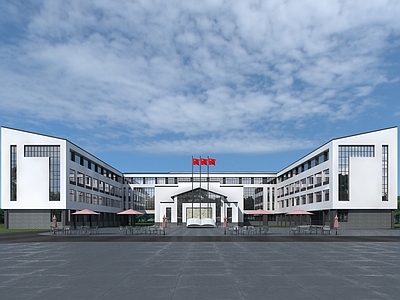 现代新中式学校外观 学校 综合楼 教学楼 办公楼 商业楼