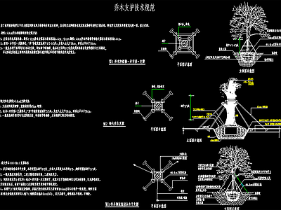现代植物配置图库 乔木支撑 施工图