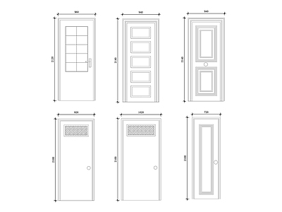 欧式现代门 室内门 房间门 居室门 室内通行门 家用房门 施工图