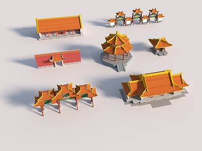 新中式中式古建 中式古建 北式风格古建 彩绘古建 古建元素 北式亭子牌坊