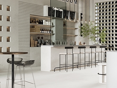 现代咖啡厅 吧台吧椅