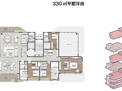 现代新中式住宅楼建筑 第四代住宅户型 330平四代宅 未来社区户型方案 空中庭院户型方案 平墅洋房四代宅 施工图