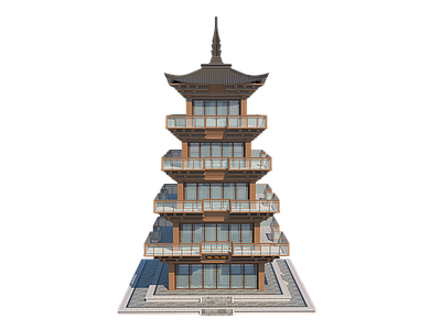 新中式古建筑 阁楼