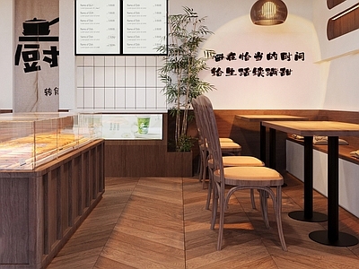 现代奶茶店 新中式原木奶茶店