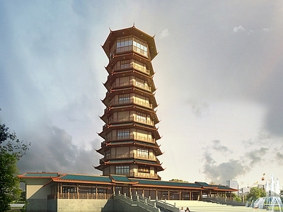 中式复古其他公共建筑 古建 潇湘阁 复古建筑