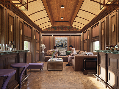 欧式现代中餐厅 火车餐厅包间 餐厅卡座