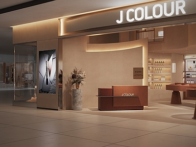 现代其他商业空间 美妆化妆品店 美妆店门头 入口前台 品牌广告橱窗展示