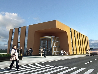 现代简欧售楼处外观 售楼部 建筑