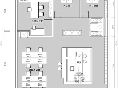 现代整体办公空间 办公室 施工图