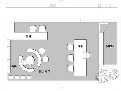 现代茶馆 茶艺茶室工作室 施工图 茶馆