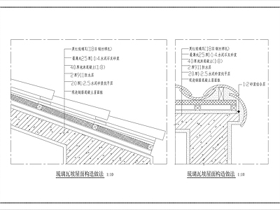 现代建筑工程节点 琉璃瓦屋面做法 施工图