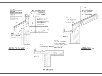 现代建筑工程节点 屋面构造做法 施工图