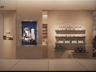 现代其他商业空间 美妆化妆品店 美妆店门头橱窗 产品广告展示