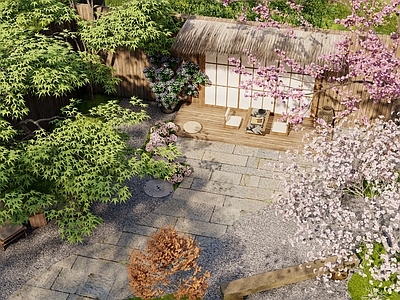 中式日式别墅庭院 休闲庭院