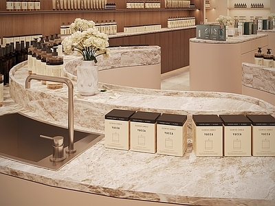现代其他商业空间 美妆化妆品店 展示货柜 商品陈列柜 异形弧形货柜水槽