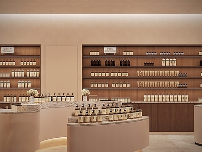 现代其他商业空间 美妆化妆品店 展示货柜 商品陈列柜 异形弧形货柜