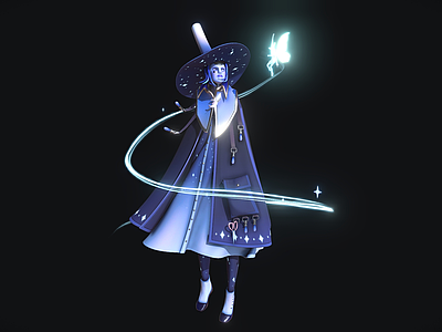 女人 月光女巫 戴帽子小巫女 披风巫师 魔法少女 卡通魔女