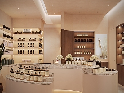 现代其他商业空间 美妆化妆品店 展示货柜 商品陈列柜 异形弧形货柜