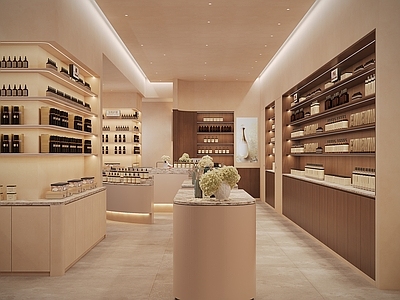现代其他商业空间 美妆化妆品店 展示货柜 商品陈列柜 微水泥