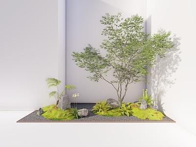 现代新中式庭院小品 现代小景 中式小景 植物造景