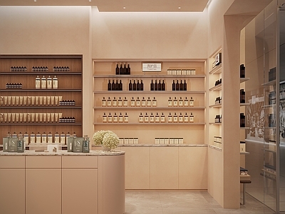 现代其他商业空间 美妆化妆品店 展示货柜 商品陈列柜 微水泥
