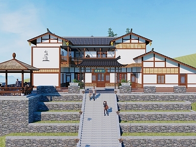 新中式民宿建筑 山地民宿建筑 乡村民宿 民宿酒店 度假民宿