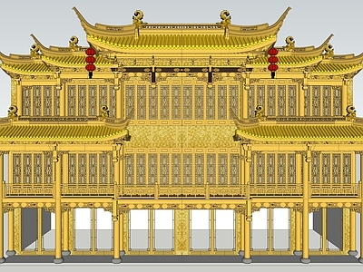 中式商场建筑 商场门头 商业高层