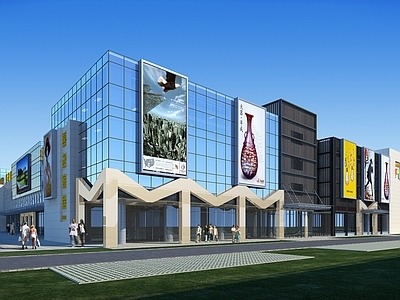 现代简约商场外观 建筑 商业建筑 商场