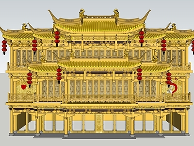 中式商场建筑 商业高层 商场门头