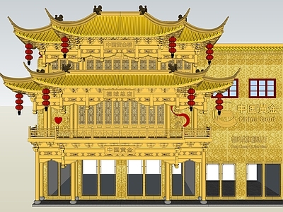 中式商场建筑 商业高层 商场门头
