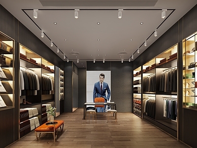 现代轻奢服装店 男装店 现代轻奢西装店 西装服装专卖店 服装店店面 店铺门面